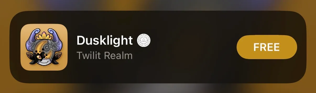 AltStore Dusklight app listing from Twilit Realm with a Free install button